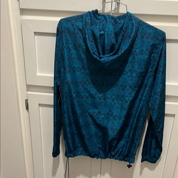 Blue Geometric Pattern Windbreaker Jacket - Picture 3 of 3